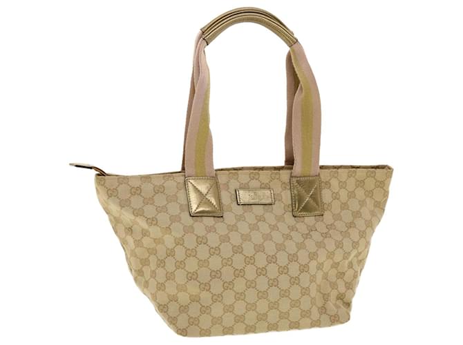 GUCCI GG Canvas Sherry Line Tote Bag Gold Pink 131230 Auth ki2872 Golden Cloth  ref.903367