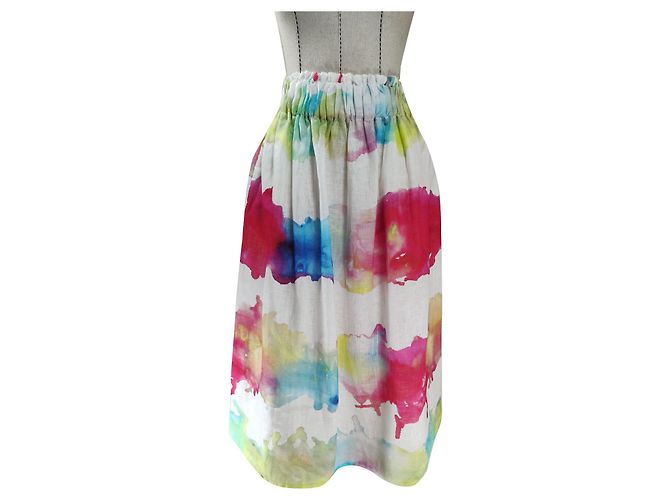 Falda Midi de Lino 120% LINO Multicolor