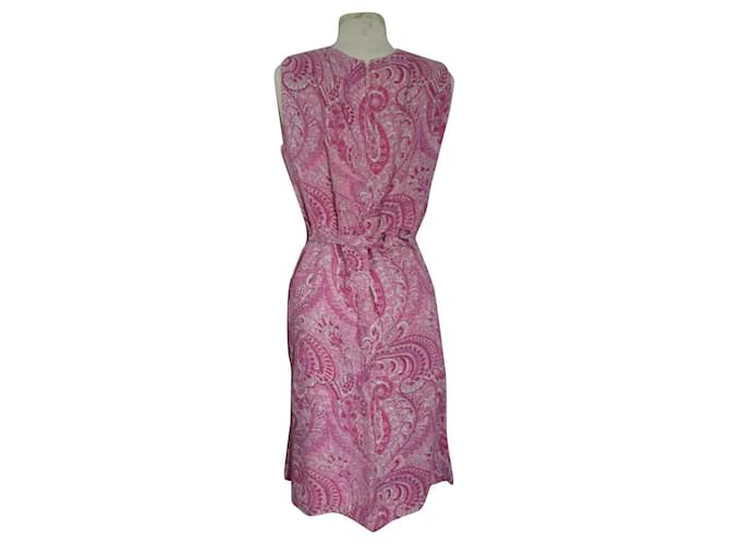 Autre Marque Kleid aus Leinen und Seide, Taille 38. Pink  ref.903449