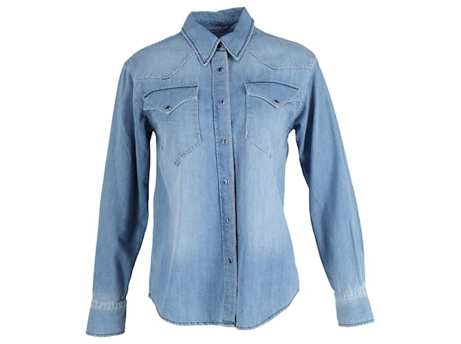 Isabel Marant Button Up Denim Shirt in Blue Cotton  ref.903460