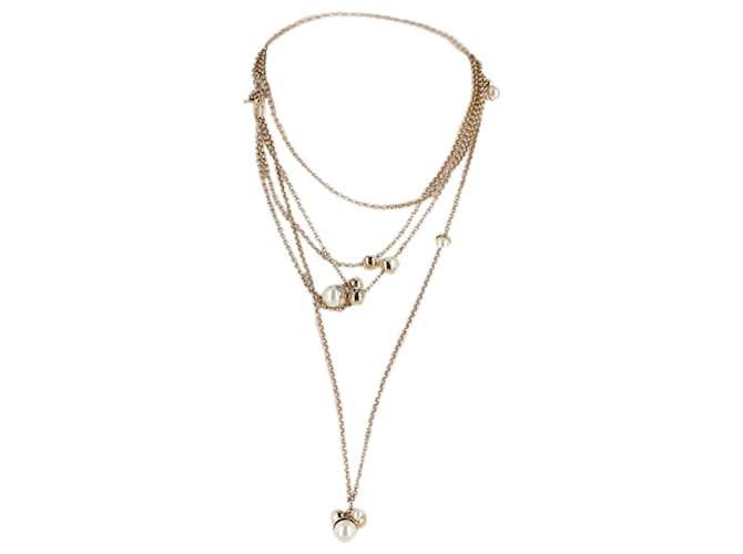 Dior Pearl Faux Pearl Mise En Dior Multistrand Necklace in Gold Metal Golden White gold  ref.903476