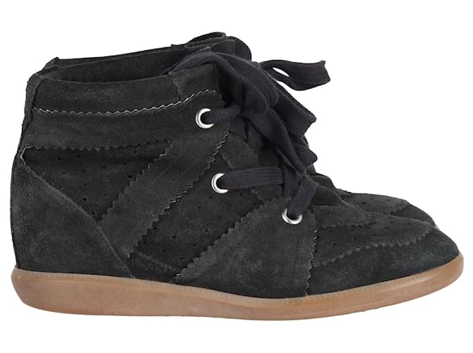 Isabel Marant Bobby High Top Wedge Sneakers en ante negro Suecia  ref.903507