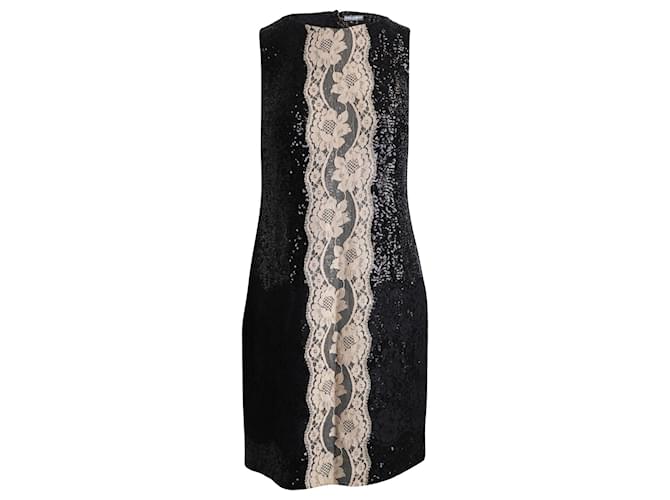 Mini vestido Dolce & Gabbana com renda em lantejoulas pretas Preto  ref.903516