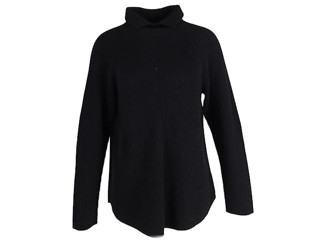 Gerippter Theory-Pullover mit hohem Kragen aus schwarzem Kaschmir Wolle  ref.903519