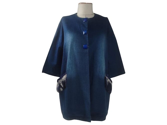 Abrigo de mezclilla Alessandra Chamonix azul algodón
