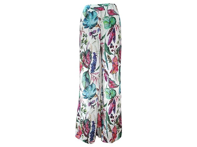 Pantalón de lino con estampado floral 120% LINO Multicolor