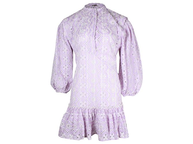 Minivestido de rayas con ojales Maje Rosiry en algodón lila Púrpura
