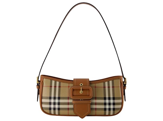 Sling Hobo Bag - Burberry - Leather - Beige Brown Synthetic  ref.903791