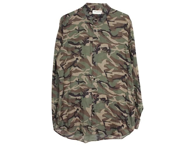 Camicia Camouflage Saint Laurent in Cotone Verde  ref.903799