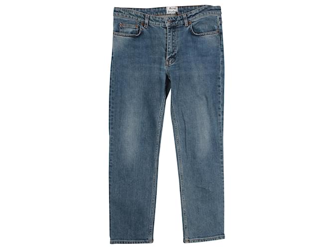 Acne Studios Row Straight Cut Jeans in Blue Cotton Denim  ref.903813