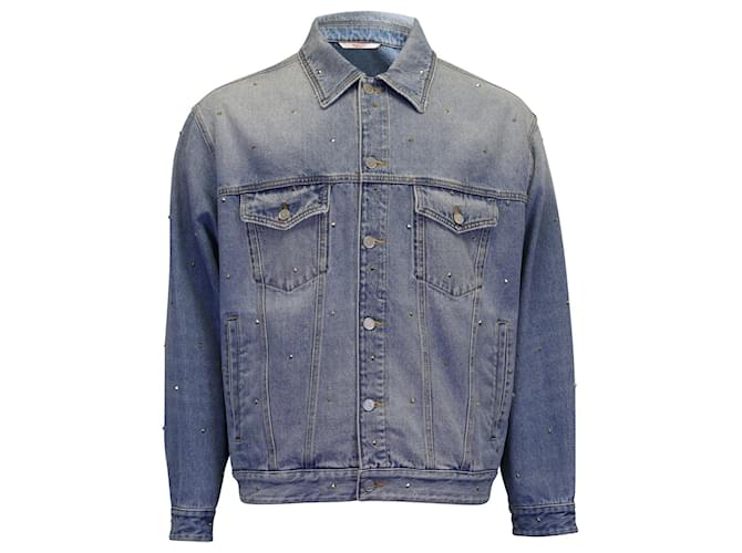 Jaqueta jeans Valentino Garavani com tachas Rockstud em algodão azul claro  ref.903815
