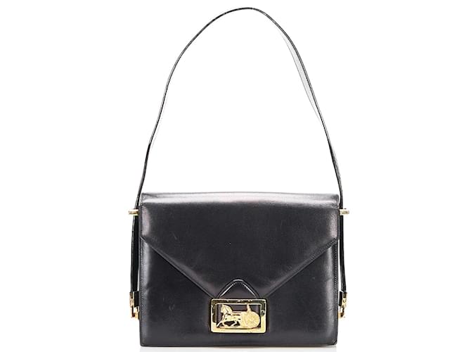 Céline Leather Caleche Triomphe Shoulder Bag Black  ref.903821