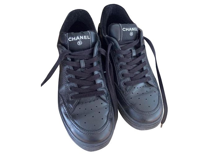 Sneakers Chanel in pelle nera 38 Nero