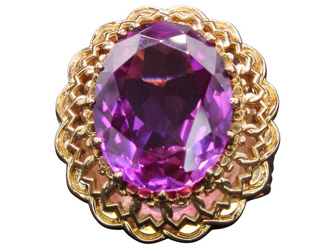 Autre Marque Gelbgold-Lila-Topas-Ring 18 Karat Gold hardware