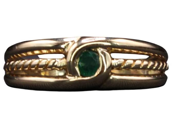 Autre Marque Bisel de anillo de esmeralda engastado en oro amarillo 18 quilates Verde oscuro Gold hardware  ref.904027