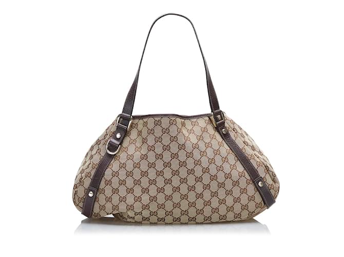 Gucci GG Canvas Abbey Shoulder Bag 130736 Beige Cloth  ref.904386