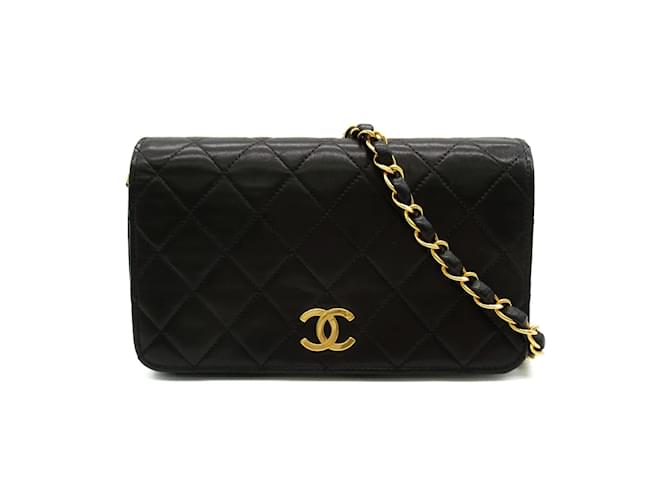 Chanel CC Quilted Leather Full Flap Bag Black Lambskin ref.928519