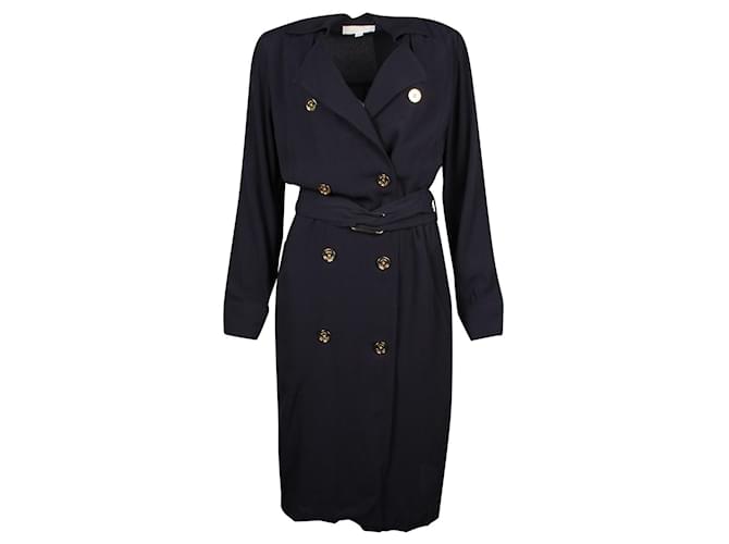 Michael Kors Navy Blue Shirt Dress with Gold Toned Buttons Viscose Cellulose fibre  ref.904446