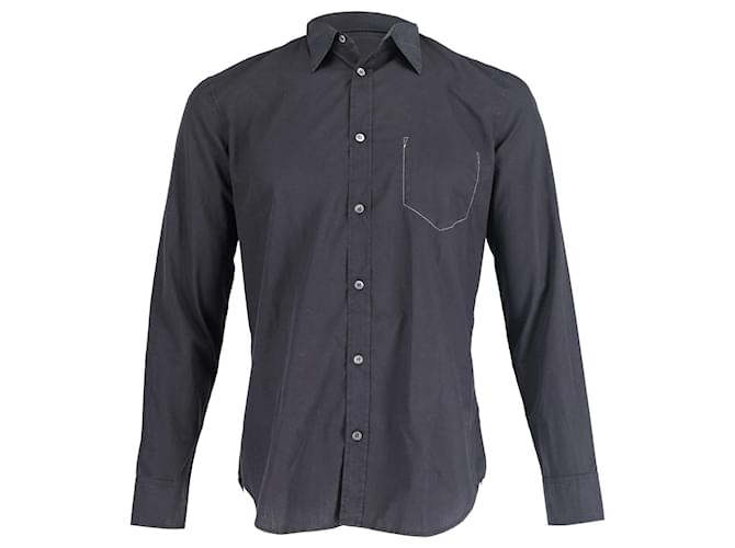 Maison Martin Margiela Maison Margiela Classic Button Up Shirt with Reversed Chest Pocket in Black Cotton  ref.904460