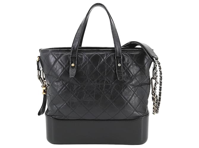Chanel Gabrielle Black Leather  ref.905228