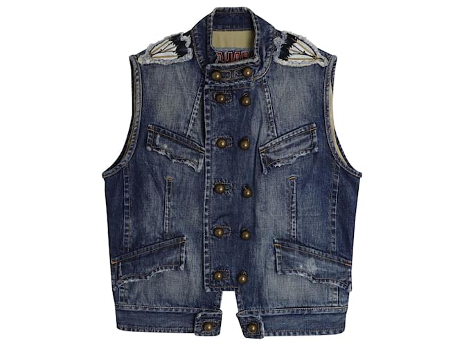 Dsquared2 Double Breasted Denim Vest in Blue Cotton  ref.905443