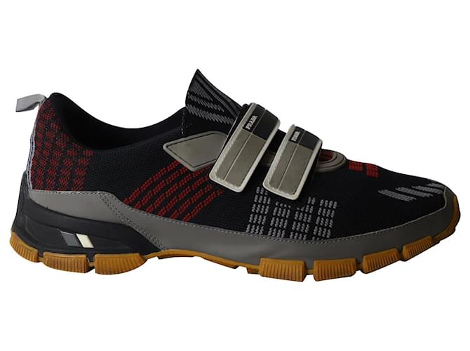 Prada Cross Section Sneakers aus mehrfarbigem Strick Mehrfarben Baumwolle  ref.905444