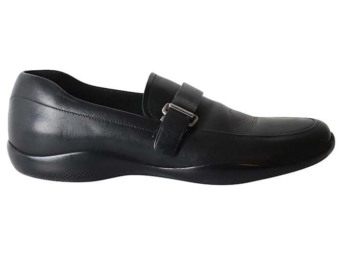 Prada Buckle Driving Loafers in Black Leather  ref.905476