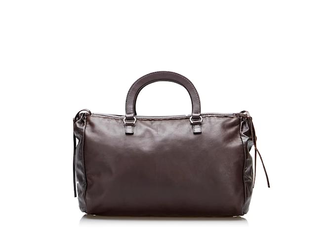 Prada Leather Boston Bag Brown  ref.905504