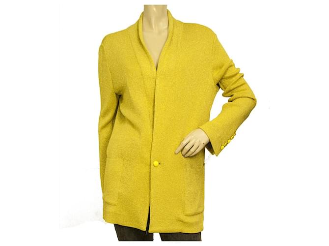 Zadig & Voltaire Deluxe Verone Metallic Yellow Long Cardi Cardigan Jacket taille S Viscose Jaune  ref.905533