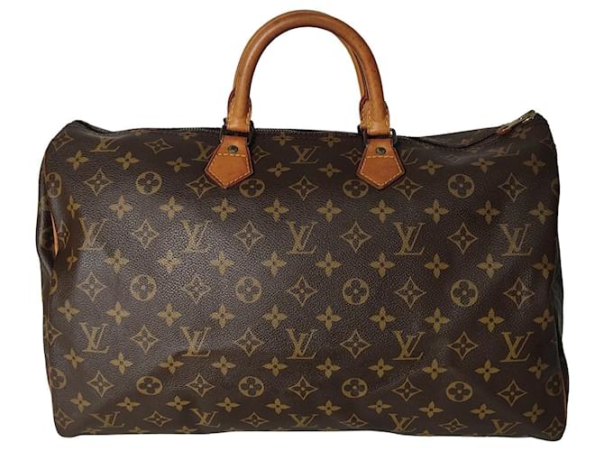 Louis Vuitton Speedy model handbag 40 Dark brown Cloth  ref.905537