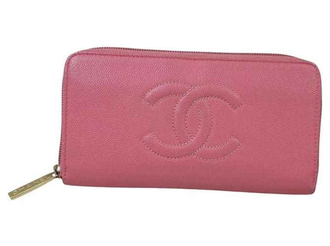 Chanel CC Pink Caviar Leder-Geldbörse  ref.905769
