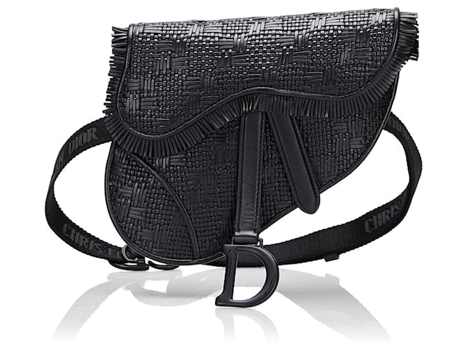 Dior Black Ultra Matte Woven Saddle Leather Pony-style calfskin  ref.906288