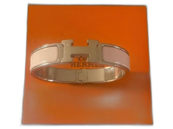 Hermès Bracelets Acier Argenté Rose  ref.906369