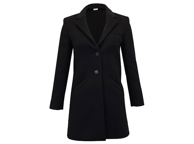 Trench-coat Balenciaga à simple boutonnage en laine vierge noire  ref.906392