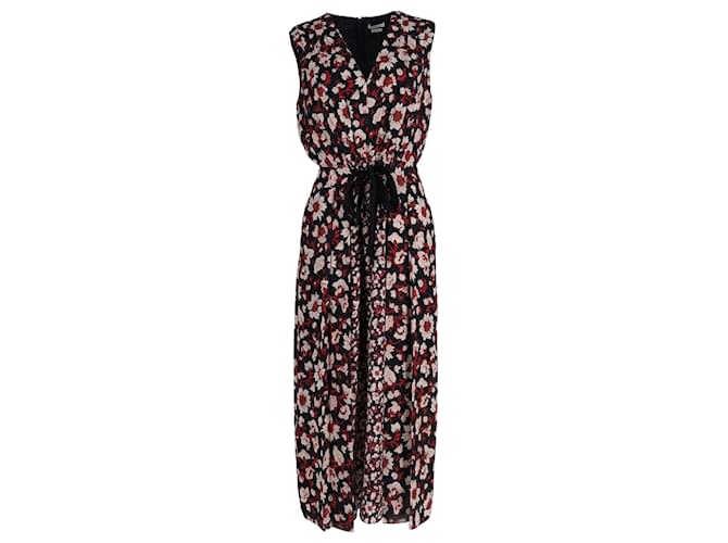 Jason Wu Tie-Detailed Pleated Midi Dress in Floral-Print Polyester Python print  ref.906395