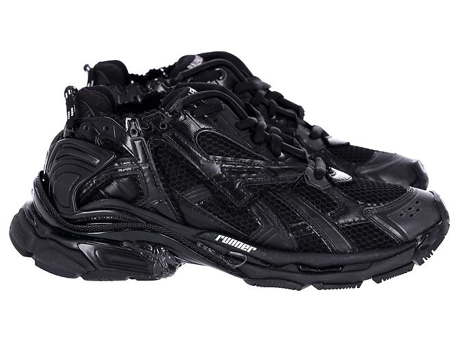 Balenciaga Runner Sneakers in Black Polyurethane