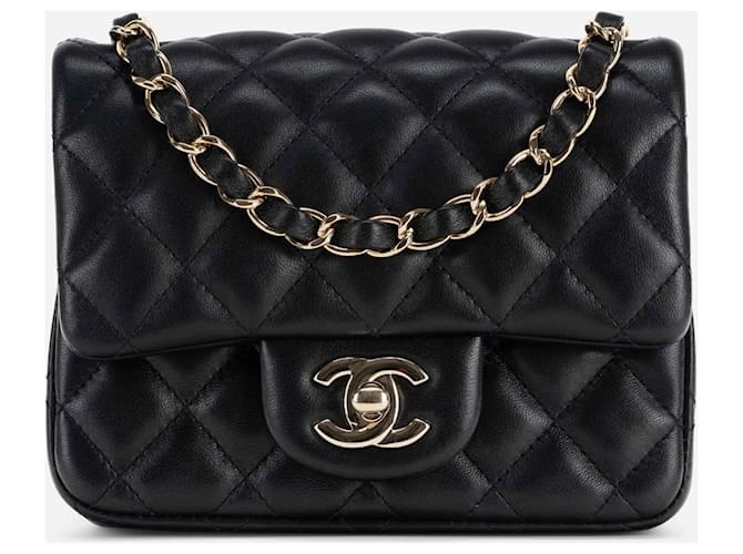 Chanel Timeless Classic mini bag Black Gold hardware Leather ref