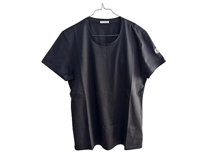 Moncler camiseta de jérsei de algodão preta Preto  ref.906492