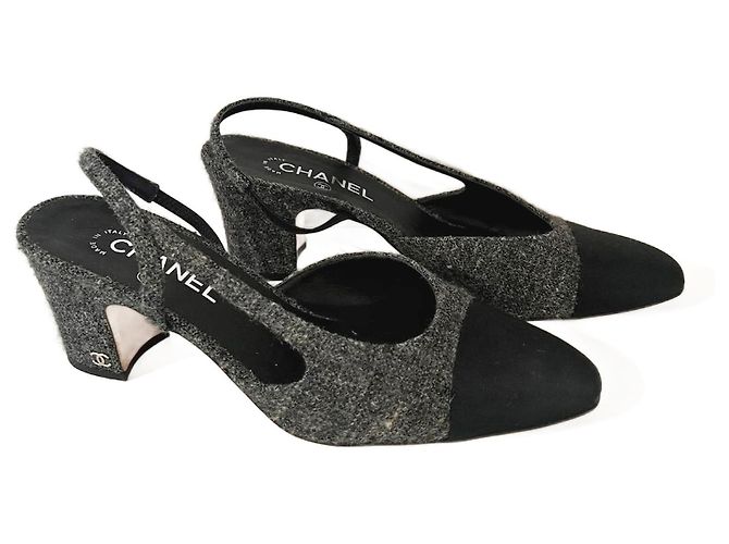 Chanel slingback Black Grey