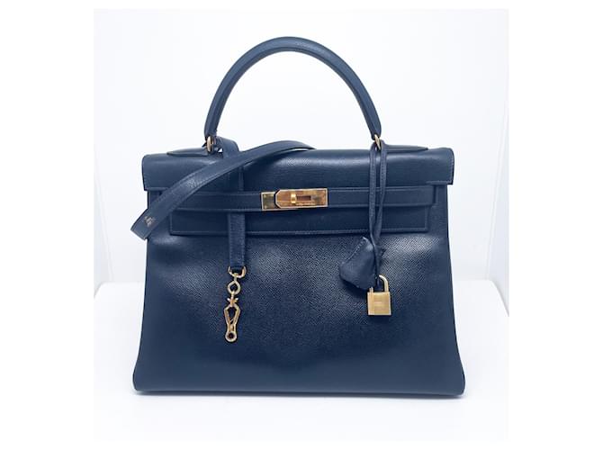 Hermès Hermes Kelly bag 32 midnight blue Courchevel leather Dark blue  ref.907188