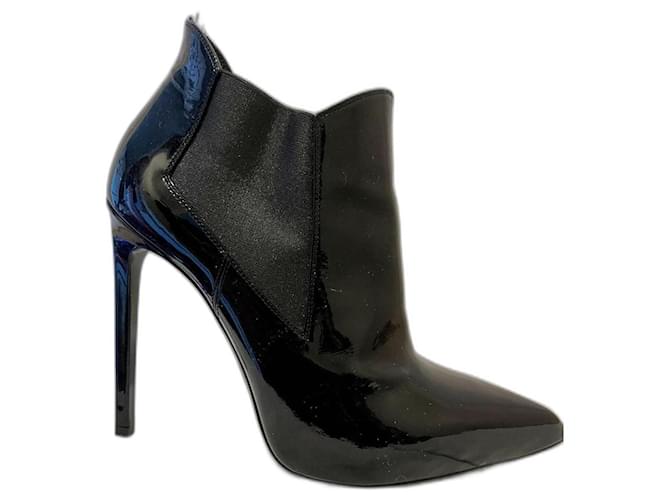Saint Laurent Janis 105 black patent ankle boots Patent leather  ref.907193