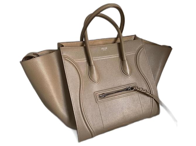 Céline Celine Medium Phantom Luggage Taupe Leather  ref.908134