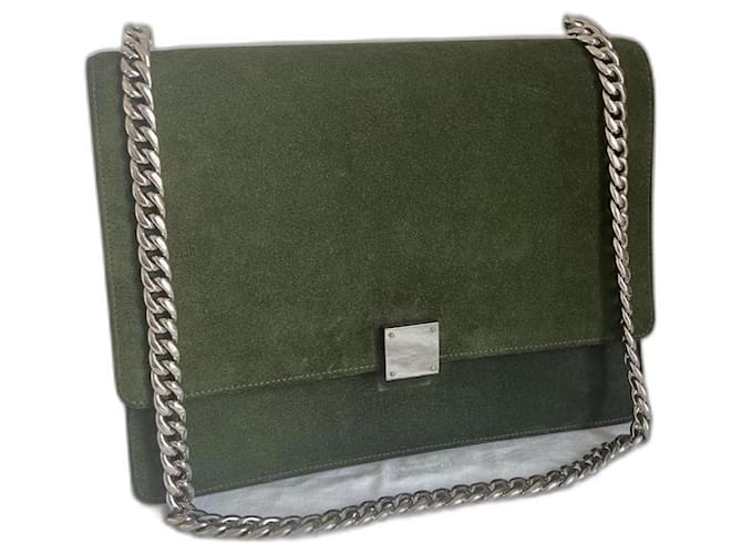 Céline Limited Edition Suede Case Flap by Phoebe Philo Dark green  ref.908135