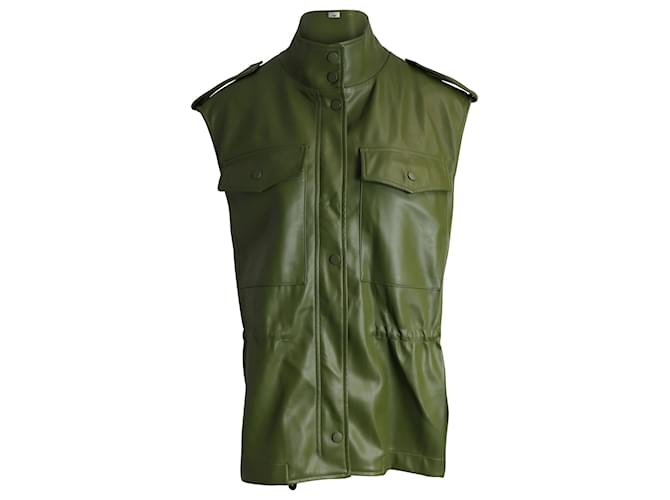 Autre Marque Frankie Shop Ines Cargo Waistcoat in Green Faux Leather  Plastic Polyurethane  ref.908154