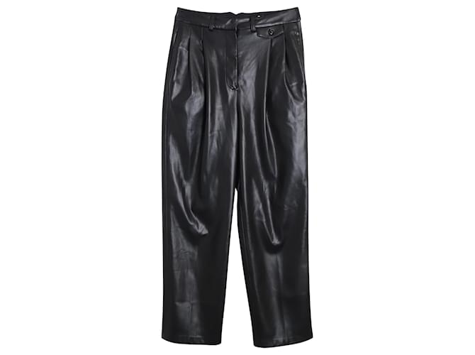 Autre Marque The Frankie Shop Pantalon plissé en similicuir noir Plastique Polyuréthane  ref.908160
