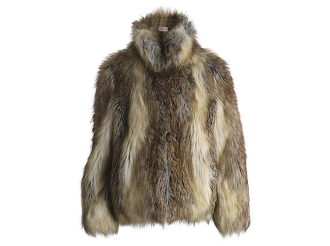 Zadig & Voltaire Thick Turtleneck Coat in Brown Faux Fur Acrylic  ref.908165