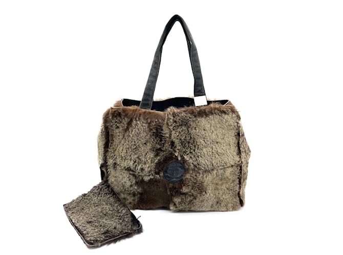 Chanel Fur Tote Bag Brown  ref.908256