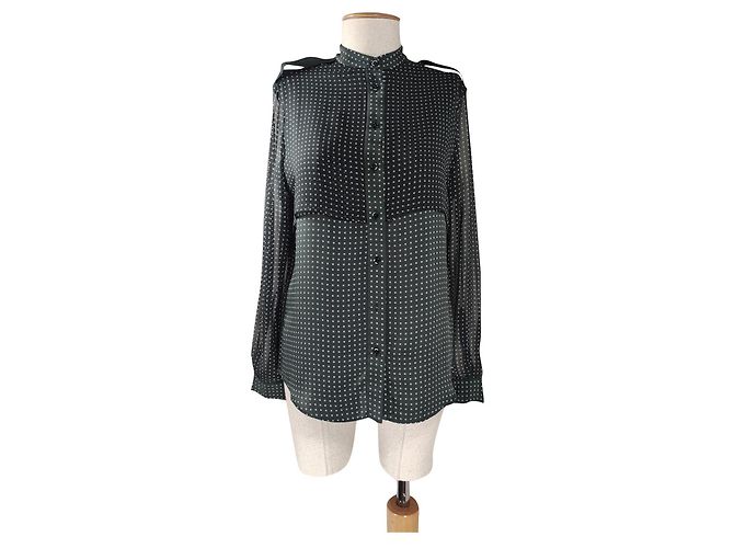 Camicia Joseph a pois in seta nera Nero