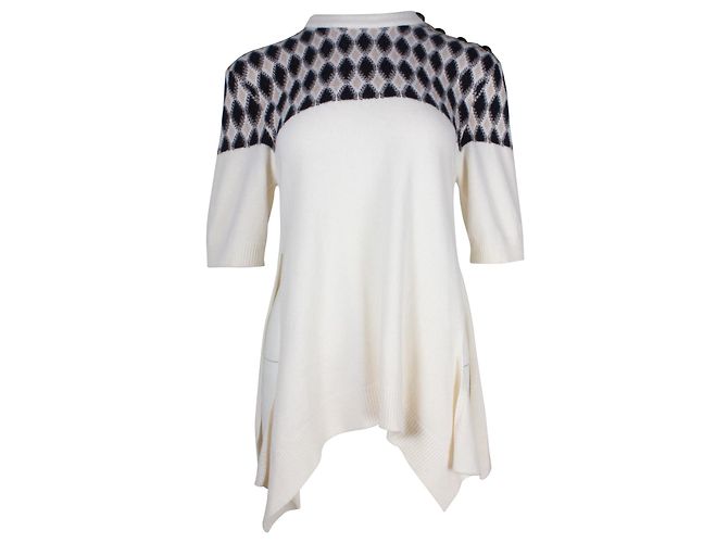 Chloé Chloe Strickmuster-Pullover-Oberteil aus weißer Merinowolle 