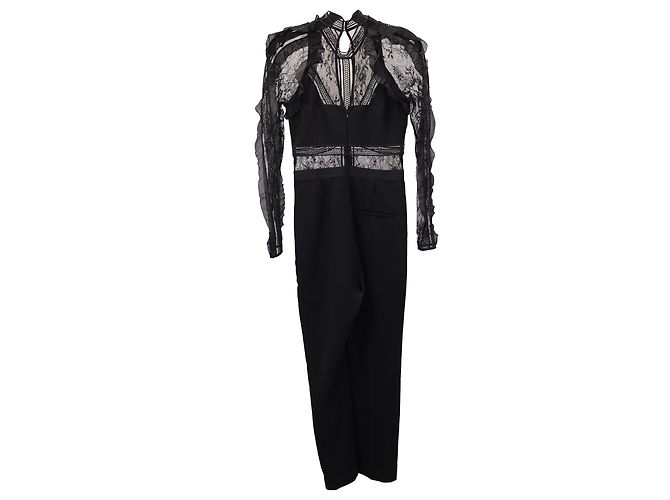 Self portrait Self-Portrait-Jumpsuit mit Spitzenoberteil aus schwarzem Polyester
